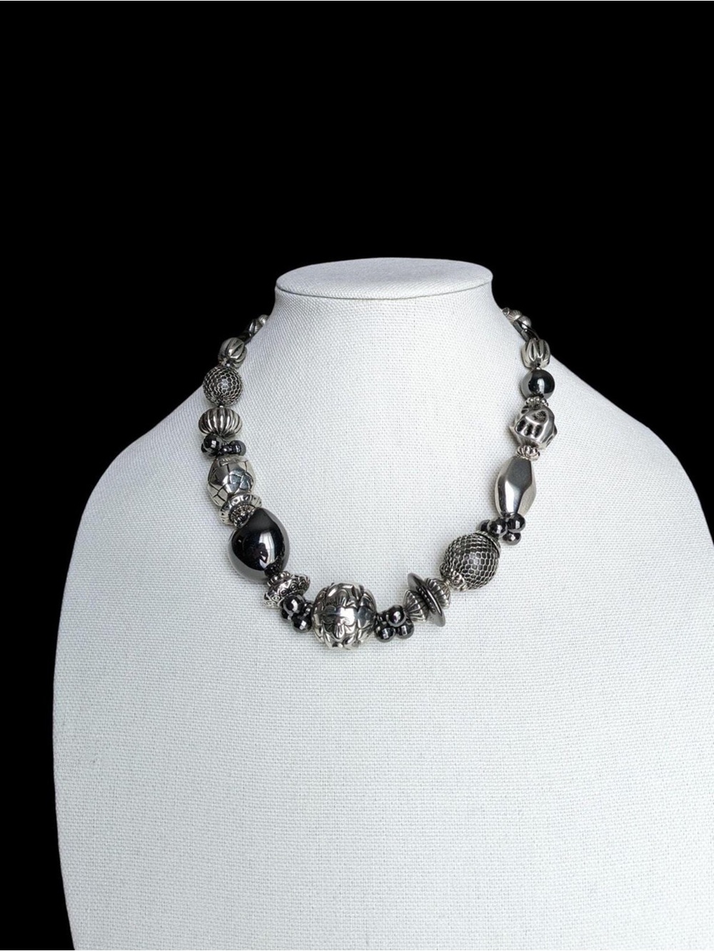 Premier Designs Chunky Hematite Bead Statement Necklace